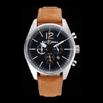 Bell Ross BR126 Flyback Black Dial Silver Case Brown Suede Leather Strap BR5590