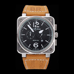 Bell Ross BR 03-94 Black Dial Silver Case Brown Leather Strap BR5597