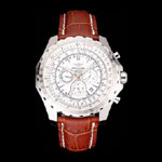 Breitling Bentley Motors T Stainless Steel Case White Dial Brown Leather Bracelet BL5711
