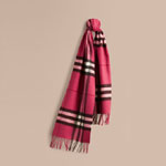 Burberry Classic Cashmere Scarf in Check Fuchsia Pink 38950931