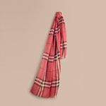 Burberry Lightweight Check Wool and Silk Scarf Blush Pink 39948351