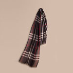 Burberry Lightweight Check Wool and Silk Scarf Navy 39954851