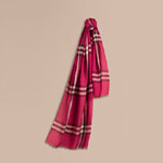 Burberry Lightweight Check Wool and Silk Scarf Fuchsia Pink 39960461
