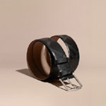 Burberry Leather Trim London Check Belt Black 40164291