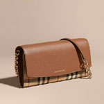 Burberry Horseferry Check and Leather Wallet with Chain Tan 40186971