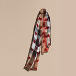 Burberry Heart and Check Modal and Cashmere Scarf Camel red 40232201