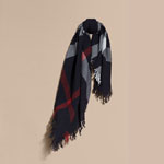 Burberry Check Wool Square Large Navy 40255301