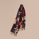 Burberry Classic Cashmere Scarf in Colour Block Check Parade Red 40260421