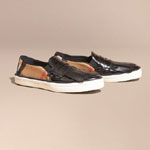 Burberry House Check Cotton and Leather Trainers 40306321