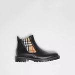 Burberry Vintage Check Detail Leather Chelsea Boots in Black 40786631