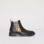 Burberry Vintage Check Detail Leather Chelsea Boots in Black 40786661