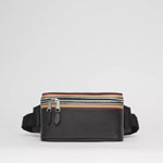 Burberry Icon Stripe Print Leather Cube Bum Bag in Black 80340081