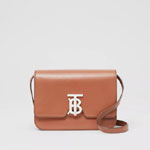 Burberry Small Leather TB Bag in Malt Brown 80345521