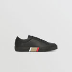 Burberry Stripe Detail Leather Sneakers in Black 80421721
