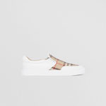 Burberry Leather and Vintage Check Slip on Sneakers 80432121