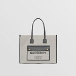 Burberry Medium Two tone Canvas and Leather Freya Tote 80441281