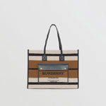 Burberry Medium Striped Wool and Leather Freya Tote 80490661