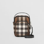 Burberry Check and Leather Crossbody Bag in Dark Birch Brown 80491181