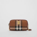 Burberry Small Knitted Check Lola Camera Bag in Birch Brown 80491411