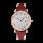 Burberry The City Classic Diamonds Case Silver Dial Red Bracelet BB5803