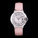 Cartier Ballon Bleu 38mm White Dial Stainless Steel Case Pink Leather Bracelet CTR5880