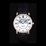 Cartier Moonphase Silver Watch with Black Leather Band ct255 CTR5945