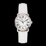 Cartier Ronde White Dial Stainless Steel Case White Leather Strap CTR5975