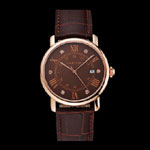 Cartier Ronde Solo Brown Dial Diamond Hour Marks Rose Gold Case Brown Leather Strap CTR5987