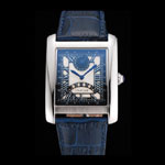 Cartier Tank White Dial Stainless Steel Case Blue Leather Strap CTR6084