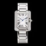 Cartier Tank Anglaise 30mm White Dial Diamonds Steel Case Stainless Steel Bracelet CTR6090
