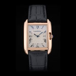 Cartier Tank Anglaise 30mm White Dial Gold Case Black Leather Bracelet CTR6093