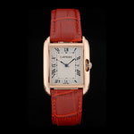 Cartier Tank Anglaise 30mm White Dial Gold Case Red Leather Bracelet CTR6101