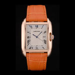 Cartier Tank Anglaise 36mm White Dial Gold Case Orange Leather Bracelet CTR6105