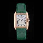 Cartier Tank Anglaise 30mm White Dial Gold Case Green Leather Bracelet CTR6106