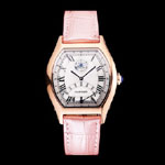 Cartier Tortue Perpetual Calendar White Dial Gold Case Pink Leather Strap CTR6150