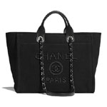 Chanel Mixed Fibers Black Shopping Bag A66941 B03181 94305