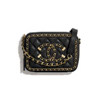 Chanel Goatskin Metal Black Clutch with Chain A84452 B02823 94305