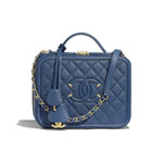 Chanel Dark Blue Large Vanity Case A93344 Y60542 N0901