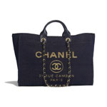 Chanel Navy Blue Gold Large Shopping Bag A93786 B01008 N4804