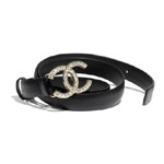 Chanel Gold-Tone Strass Black Belt AA7504 B05300 94305