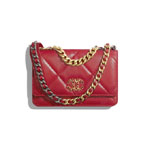 Red Chanel 19 Wallet on Chain AP0957 B02286 N5952