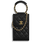 Chanel Grained Shiny Calfskin Phone Holder with Chain AP1262 B02301 94305
