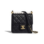 Chanel Goatskin Imitation Pearls Black Flap Bag AS0584 B02156 94305
