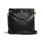Chanel Calfskin Ruthenium Finish Black Hobo bag AS1460 B02441 94305