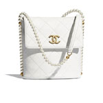 Chanel Imitation Pearls White Calfskin Small Hobo Bag AS2503 B05543 10601