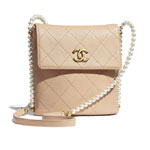 Chanel Pearls Beige Calfskin Small Hobo Bag AS2503 B05543 N9316