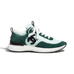Chanel Suede Calfskin Nylon Green Sneaker G37122 Y55132 K2776