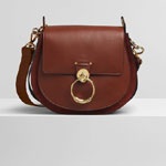 Chloe Large Tess Round Handbag In Shiny Suede Calfskin CHC18WS152A3727S