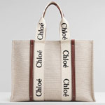 Chloe Large Woody Tote Bag In Cotton Canvas CHC21US382E6690U