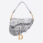 Dior Saddle Bag Gray Toile de Jouy Embroidery M0446CTDT M932